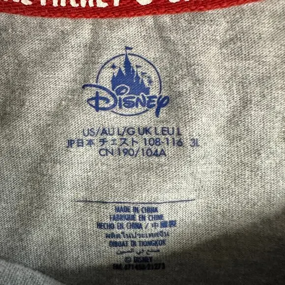 Disney Shirt Mens Large Gray Blue Mickey Mouse Ringer Short Sleeve Walt Disney - Picture 4 of 9